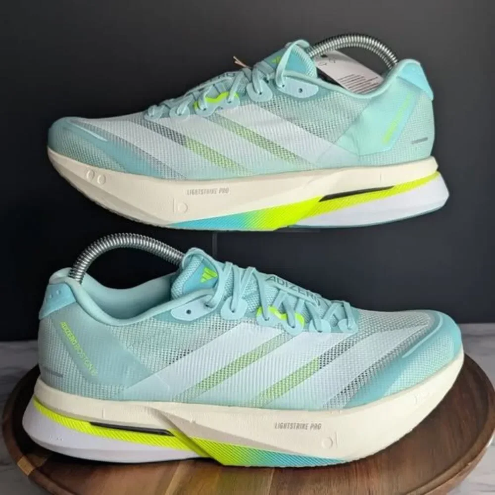 Women Adidas Adizero Boston 13 Flash Aqua Mint Teal White JS4957 Size 9